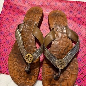 Tory Burch Metallic and Brown Sandals